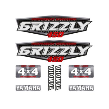 Zestaw naklejek Yamaha Grizzly 450 kolor srebrny