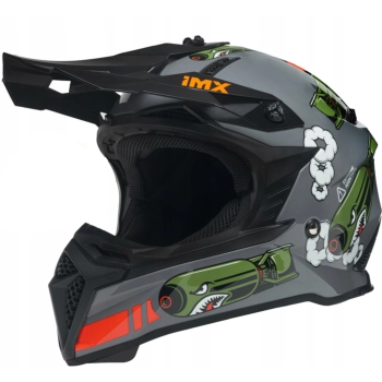 KASK MOTOCYKLOWY IMX Racing Fmx 02 Dropping Bombs OFFROAD SZARY